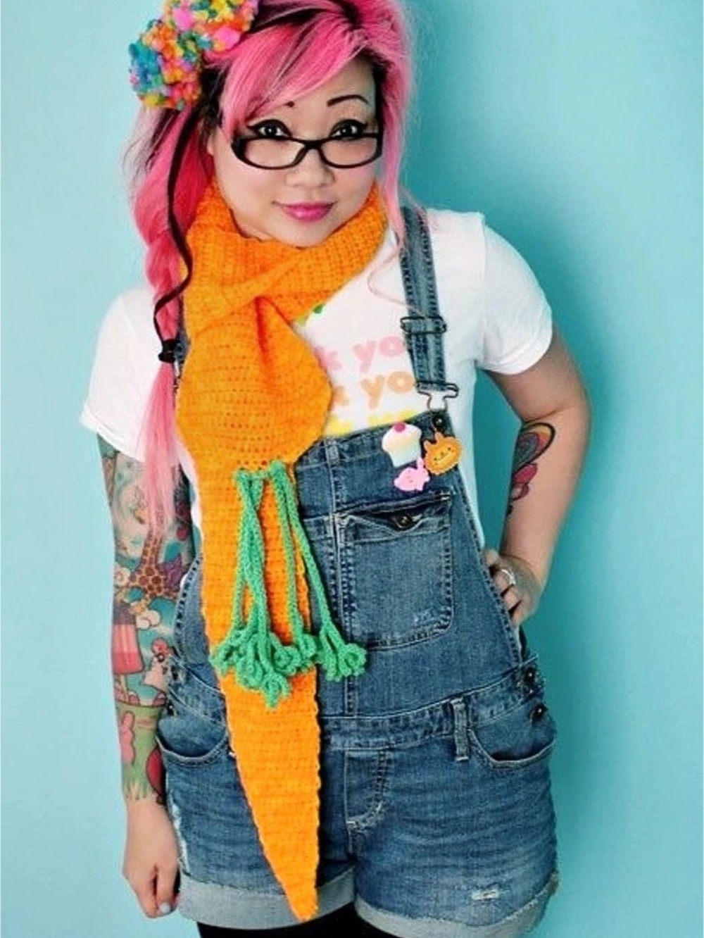 Yummy You Scarf Crochet in Orange & Green NWT